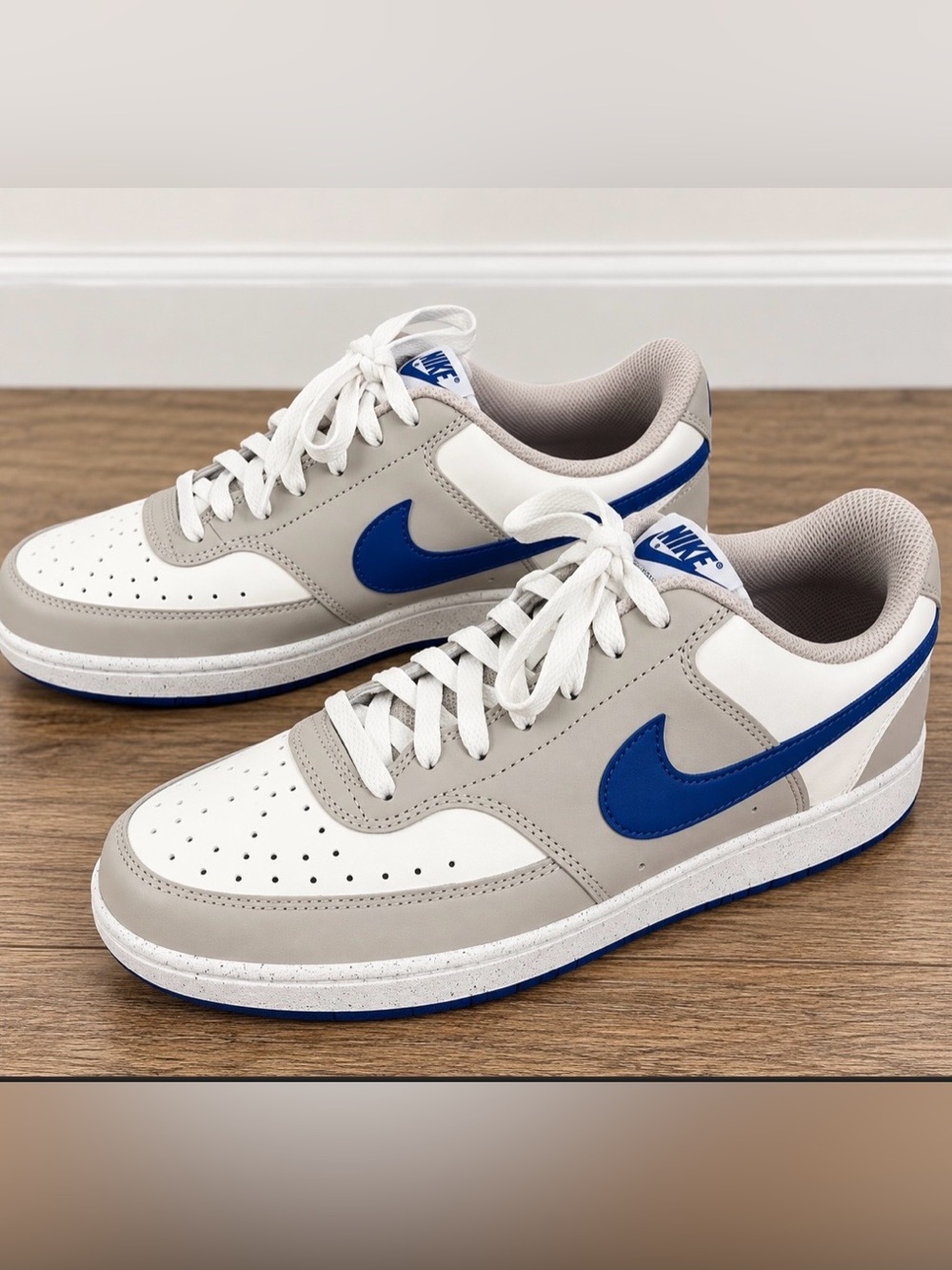 Nike Men’s Low-Top Sneakers in White, Gray & Blue